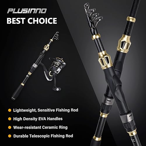 Miniatura 10 de PLUSINNO Fishing Rod and Reel Combo,Fishing Pole,Telescopic Fishing Rod Kit with Spinning Reel, Telescopic Fishing Pole with Carrier Bag for