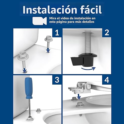 Miniatura 5 de BEMIS 500EC 390 - Asiento de inodoro con bisagras Fácil Limpia & Cambia, madera esmaltada duradera y anodizada, diseño redondo, color blanco algodón