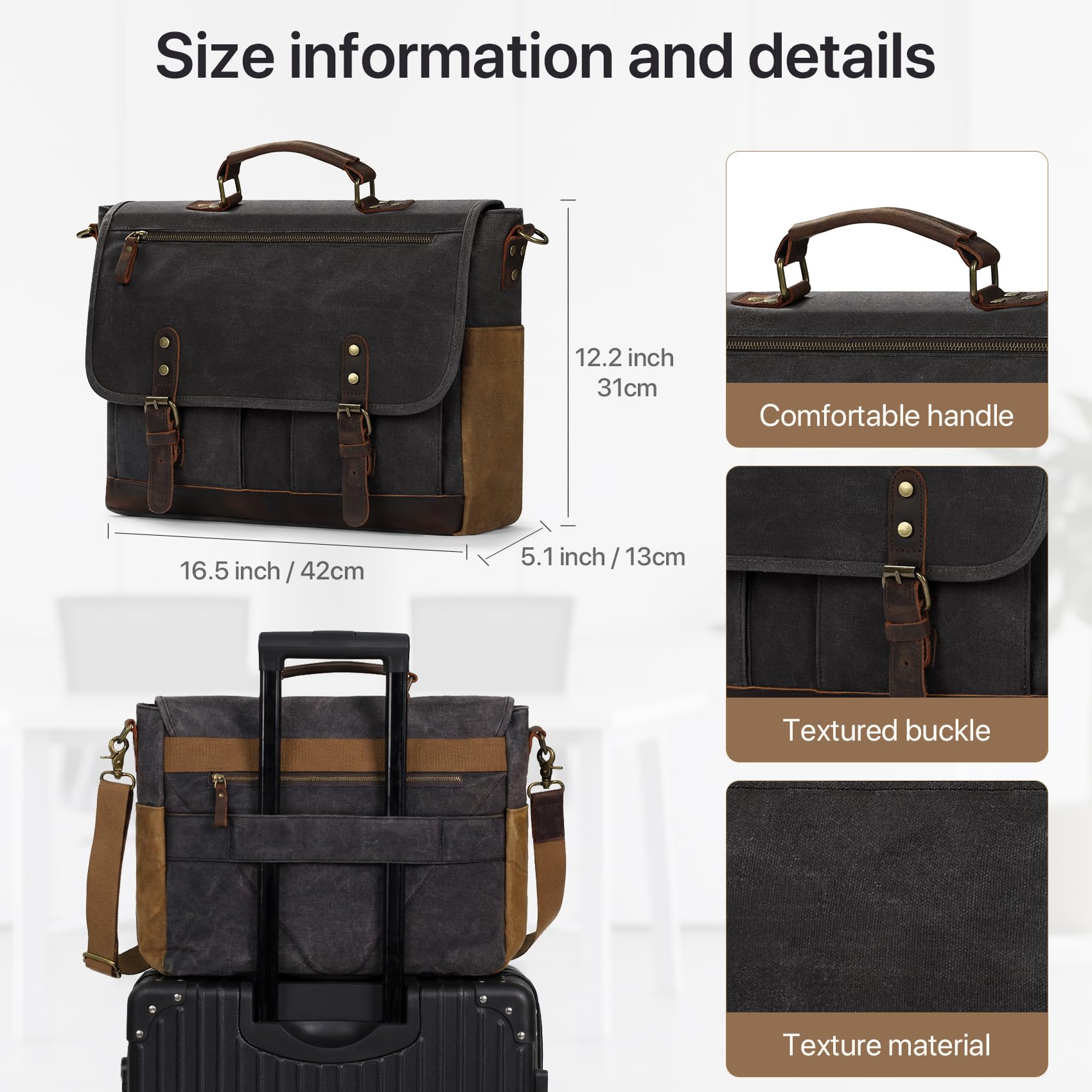 Borse messenger vintage per valigetta da uomo, Grigio