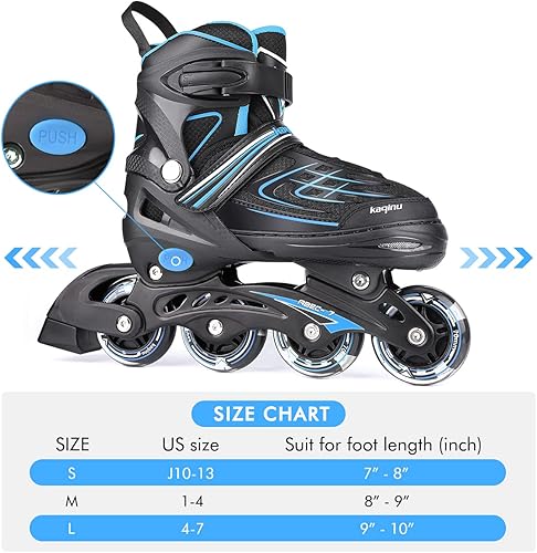 Miniatura 7 de KAQINU Patines en línea ajustables, patines en línea para exteriores con ruedas de iluminación completa para niños y adultos, mujeres, niñas y niños