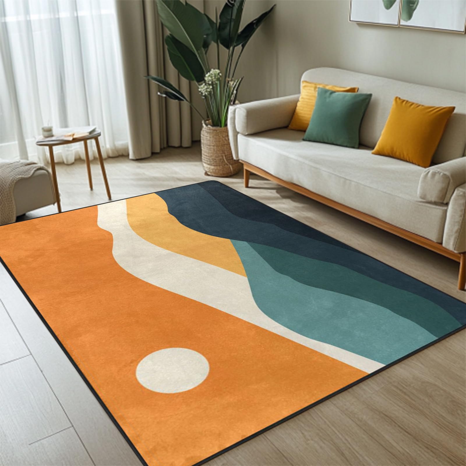 Doteon Sunset Area Rug Abstract Boho Area-Rug Colorful Mountain Rug Non-Slip Floor Mat Bedroom Carpets Rugs for Living Room Bedroom 5' x 7'