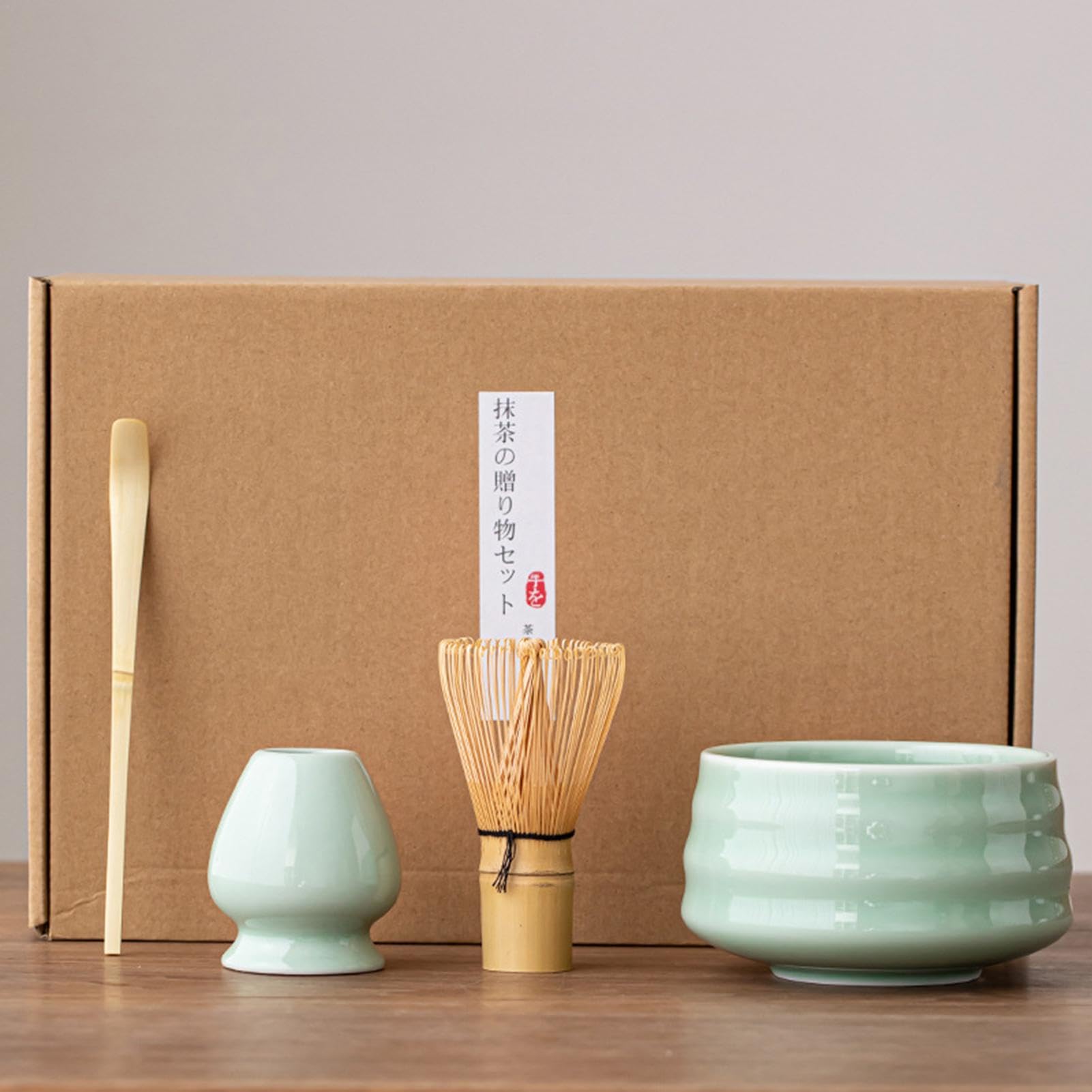 Matcha-Schneebesen-Set Aus Bambus – 4-teilig Mit Chasen, Schaufel, Löffel & Keramikhalter