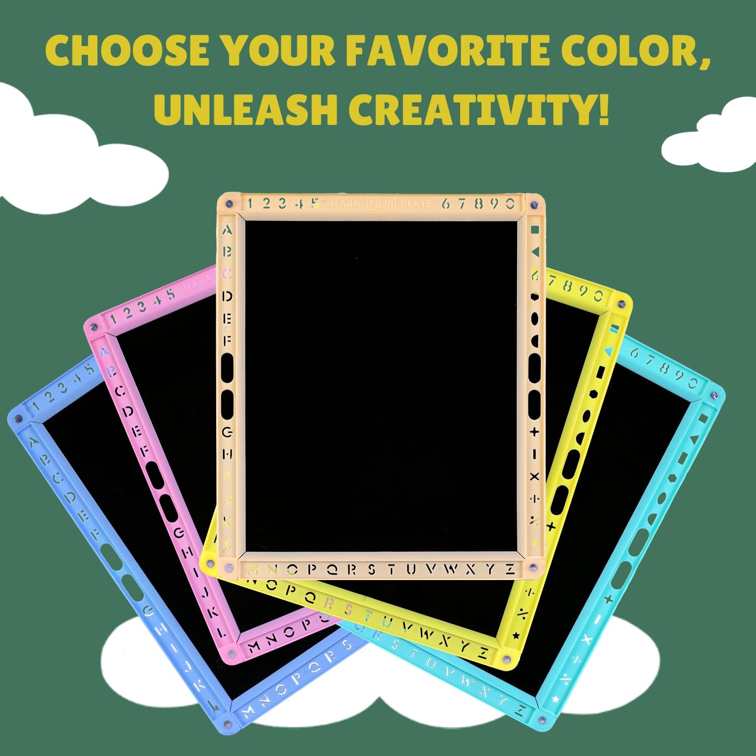 Raja Slates Amul Slates | 25x30 | Kids Learning Multipurpose Writing Board Slate | Skill Development Tool | Double Sided Educational Board | Learning Toy for Kids (Badami) 2