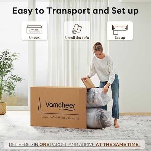 Miniatura 5 de Vamcheer Sofá seccional modular - Sofá sin patas en forma de L moderno con asiento profundo, sofás tapizados seccionales para sala de estar,