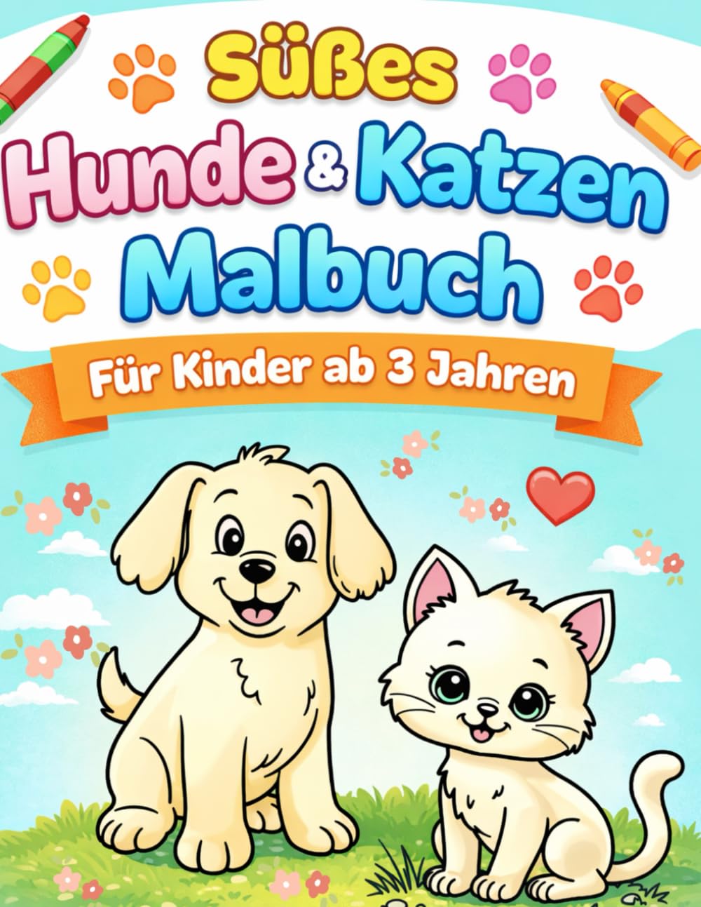 Süßes Hunde & Katzen Malbuch: Für Kinder ab 3 Jahren