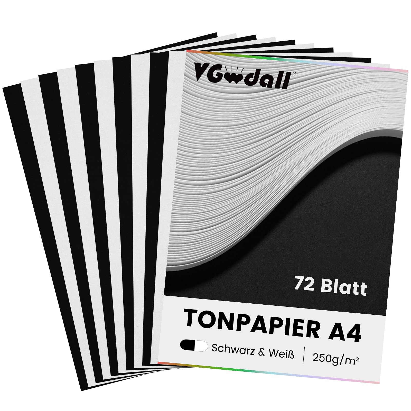 30 Fogli Cartoncino Colorato A4, 250 G/m², 10 Colori Retro, Carta Ruvida Per Album E Biglietti, 3 Fogli Per Colore - 4