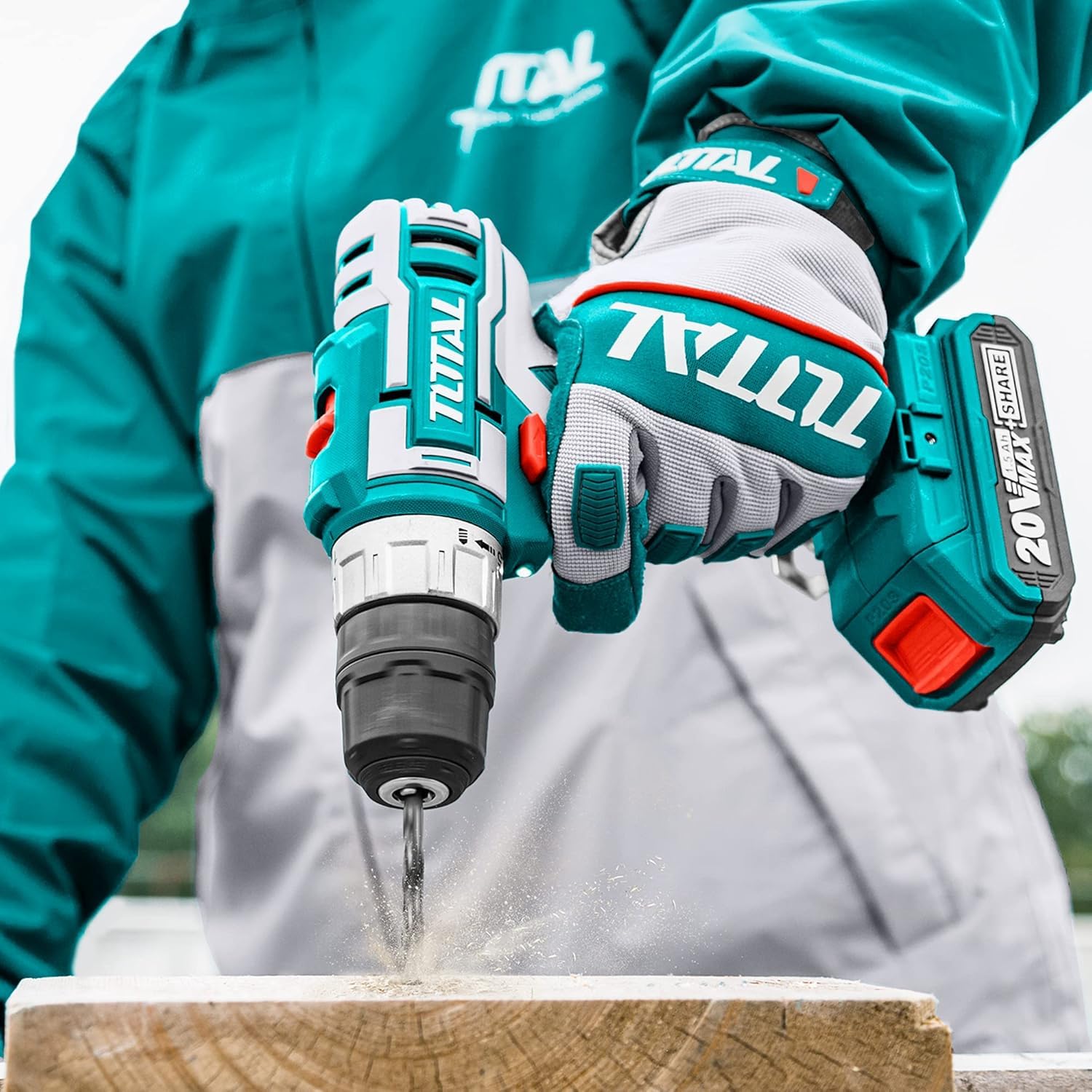 TOTAL - Trapano Avvitatore Batteria 20V, Trapano A Batteria 2Ah Con Caricabatterie, 45Nm Di Coppia 15+1 Impostazioni, 2 Velocità, 10mm Mandrino Autoserrante, Trapano Avvitatore Per Fai Da Te