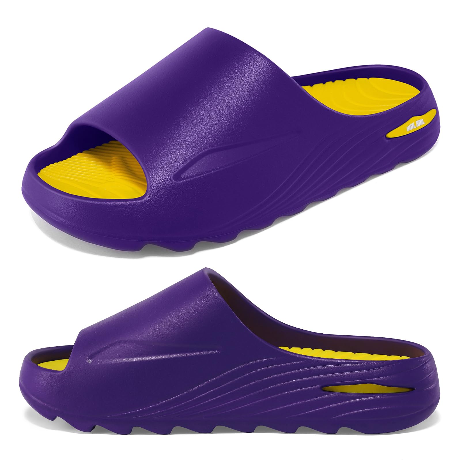 HMLHML Mens Recovery Slides - Orthotic Arch Support Sandals for Plantar Fasciitis,Comfortable Cushioned Sport Slides with Open Toe, Reduces Foot &