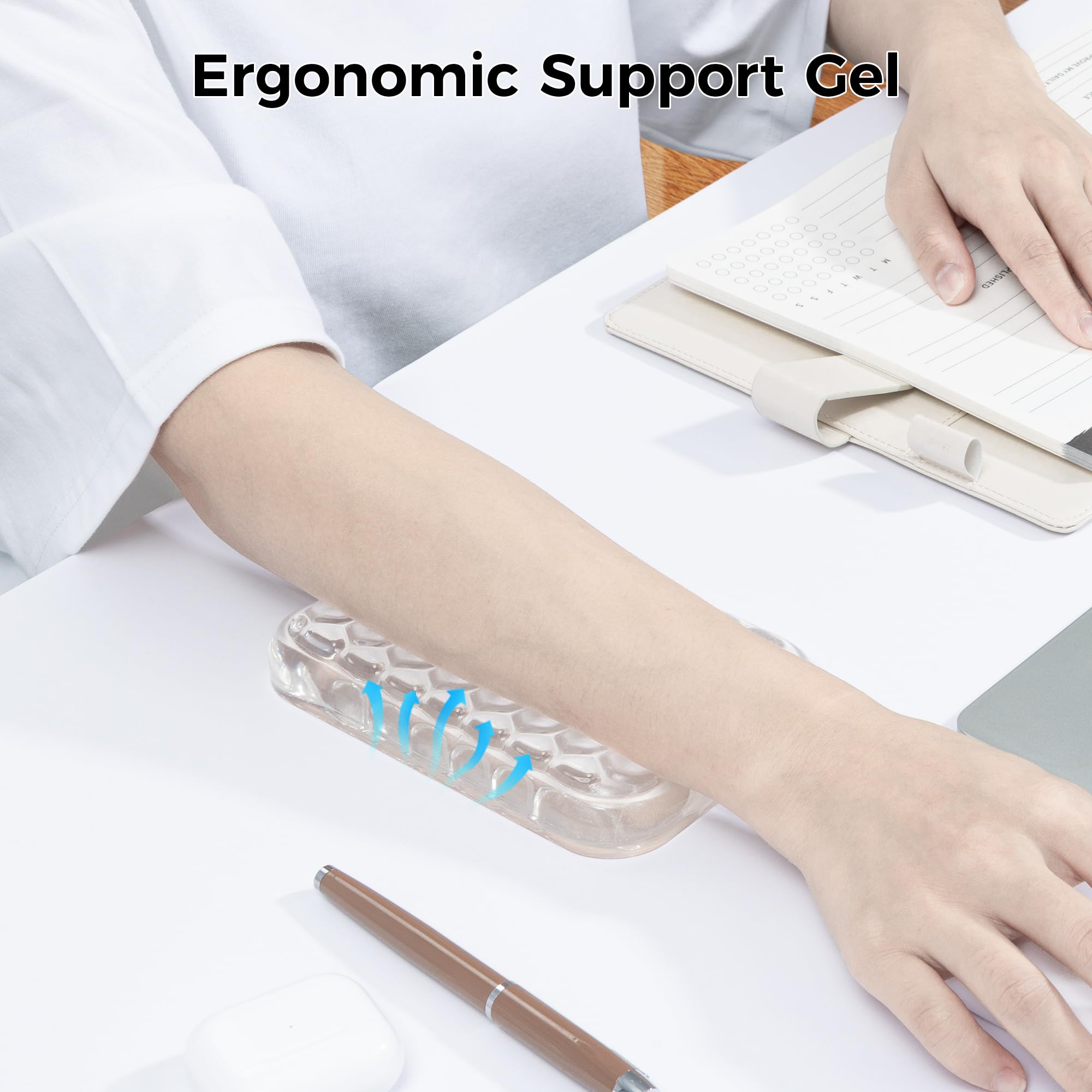 Ospelelf Gomitiera ergonomica, poggiapolsi in gel per tastiera, supporto per scrivania da ufficio, cuscinetto da polso per digitare sollievo dal dolore, confezione da 1
