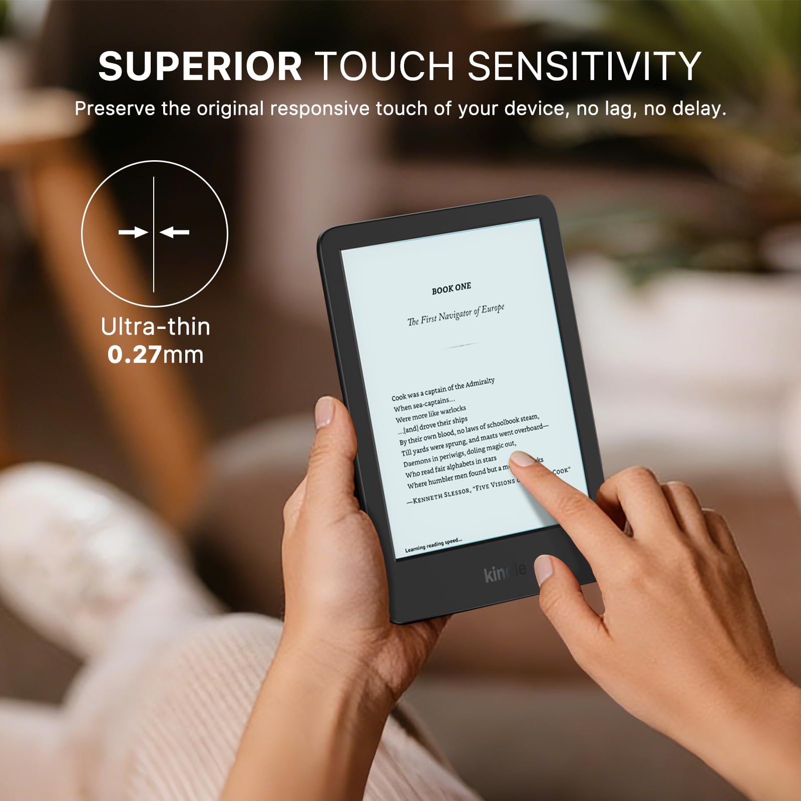 MoKo 2 Pack Anti Blue Light Screen Protector for 6" All-New Kindle 11th Generation 2024/2022, Kobo Clara, Kobo Nia, Full Coverage Premium PET Protective Film Screen Protector, Case Friendly — view 5