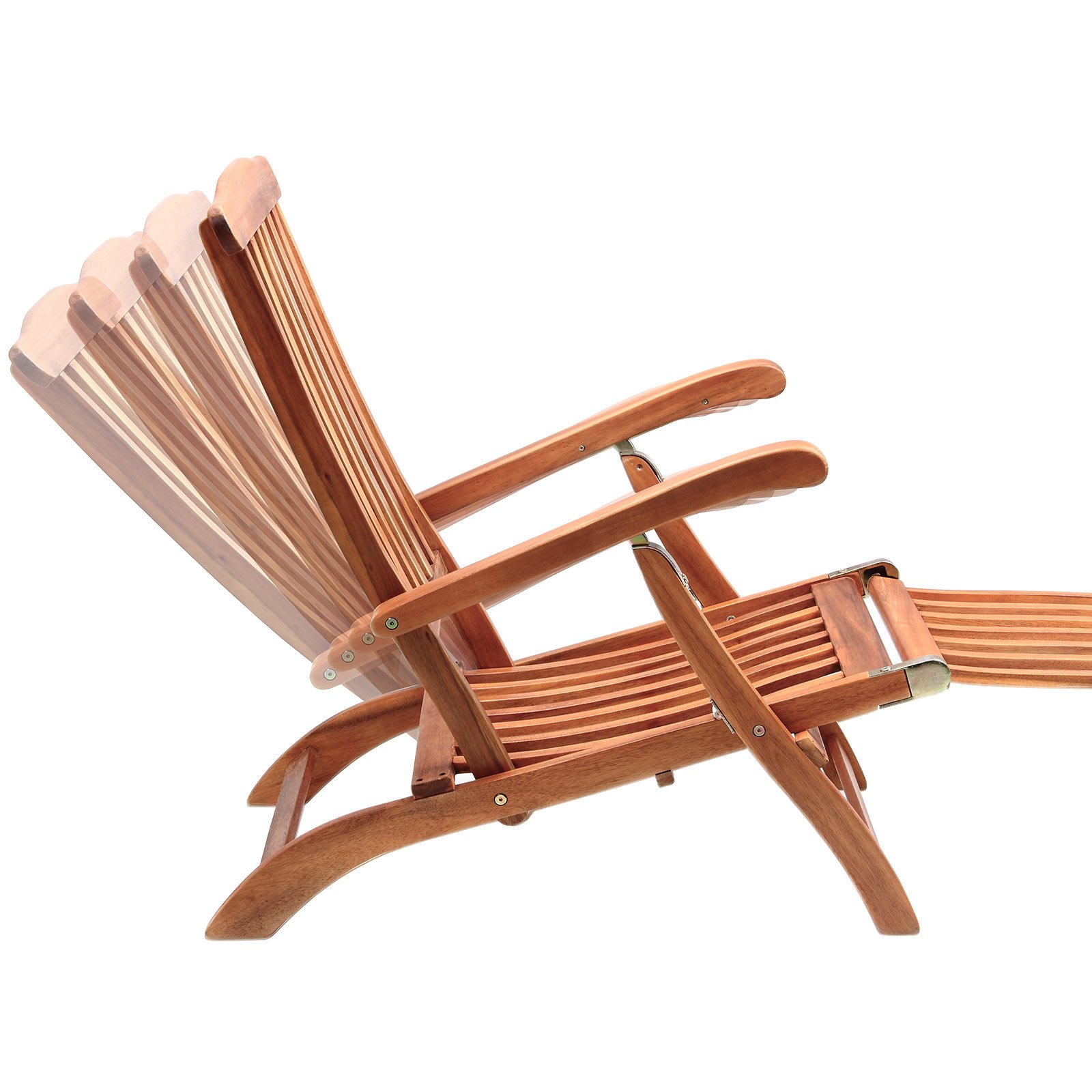 CASARIA® Tumbona Plegable Madera 2uds 160kg Carga Certificado FSC® Resistente Intemperie Reposapiés Extraíble Respaldo Reclinable