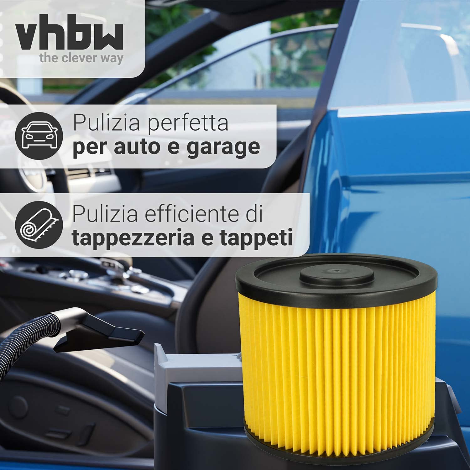 Vhbw Filtro A Pieghe Piatte Per Aspirapolvere Einhell Inox 1500, 30 A, RT-VC 1600 E, RT-VC 1630 SA, TC-VC 1820 SA - Giallo - 3