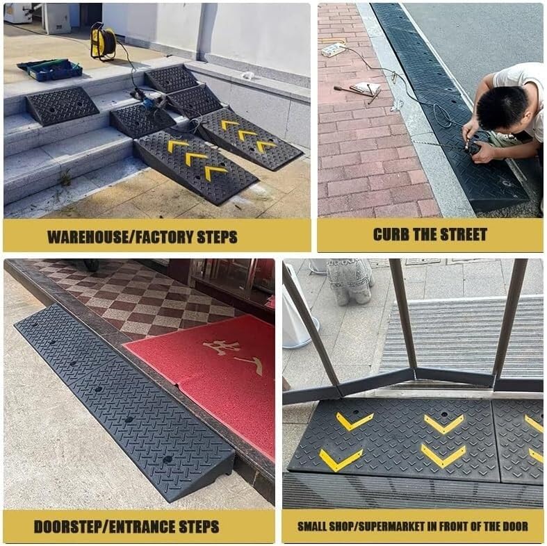 Kanduo Rampa podjazdowa Antypoślizgowa rampa krawężnikowa, gumowa mata podjazdowa na schody, wysokość 4-8 cali, blokowana, rampa wjazdowa(50 * 80 * 21cm/20 * 31.5 * 8.3in)