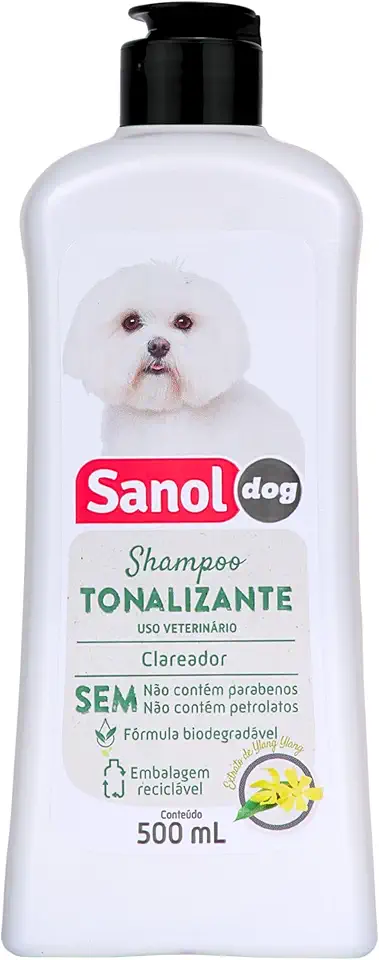 Sanol Dog Shampoo Tonalizante De Pelos Claros 500 Ml Branco