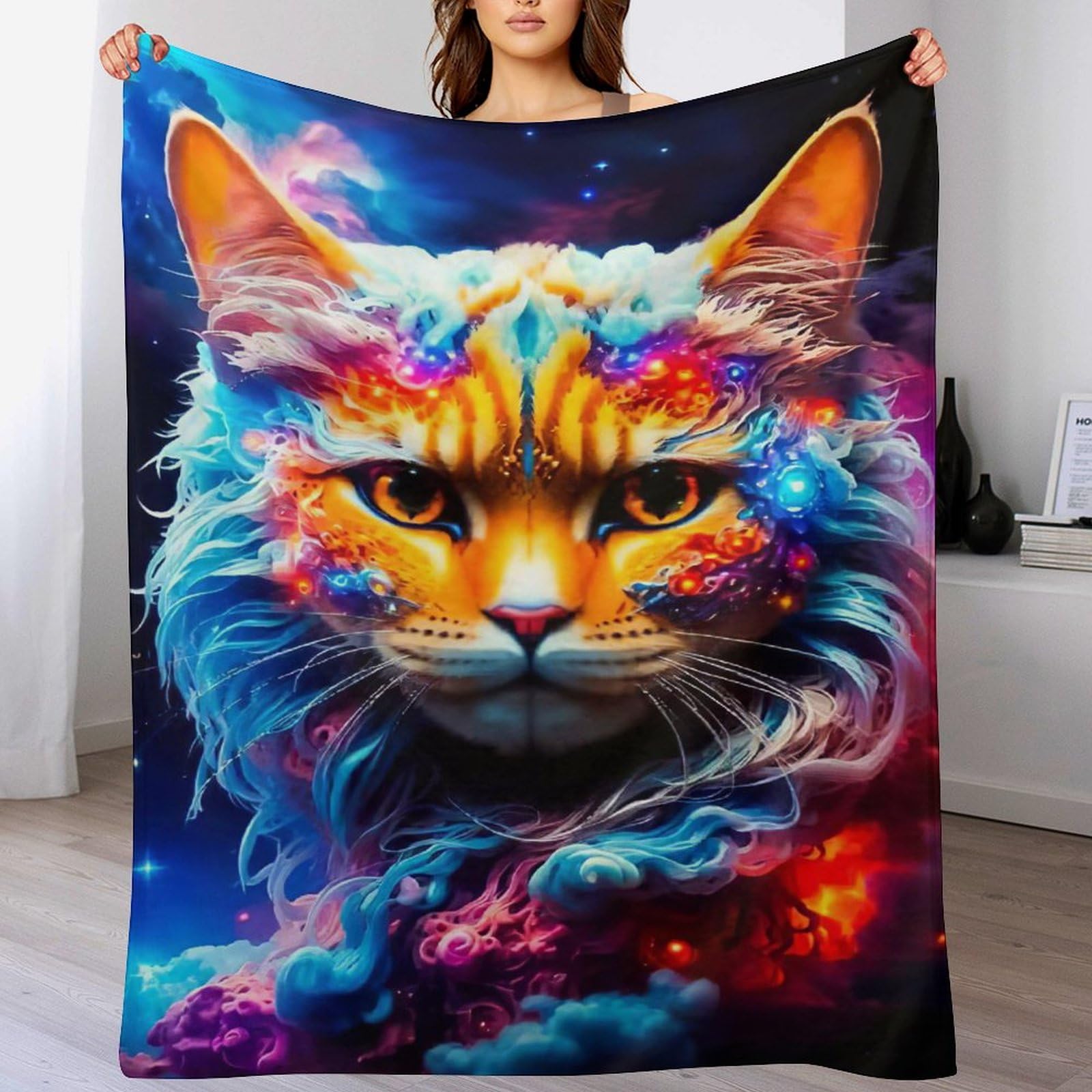 Couverture confortable douce chat sur le canapé lit pour soirées cocooning