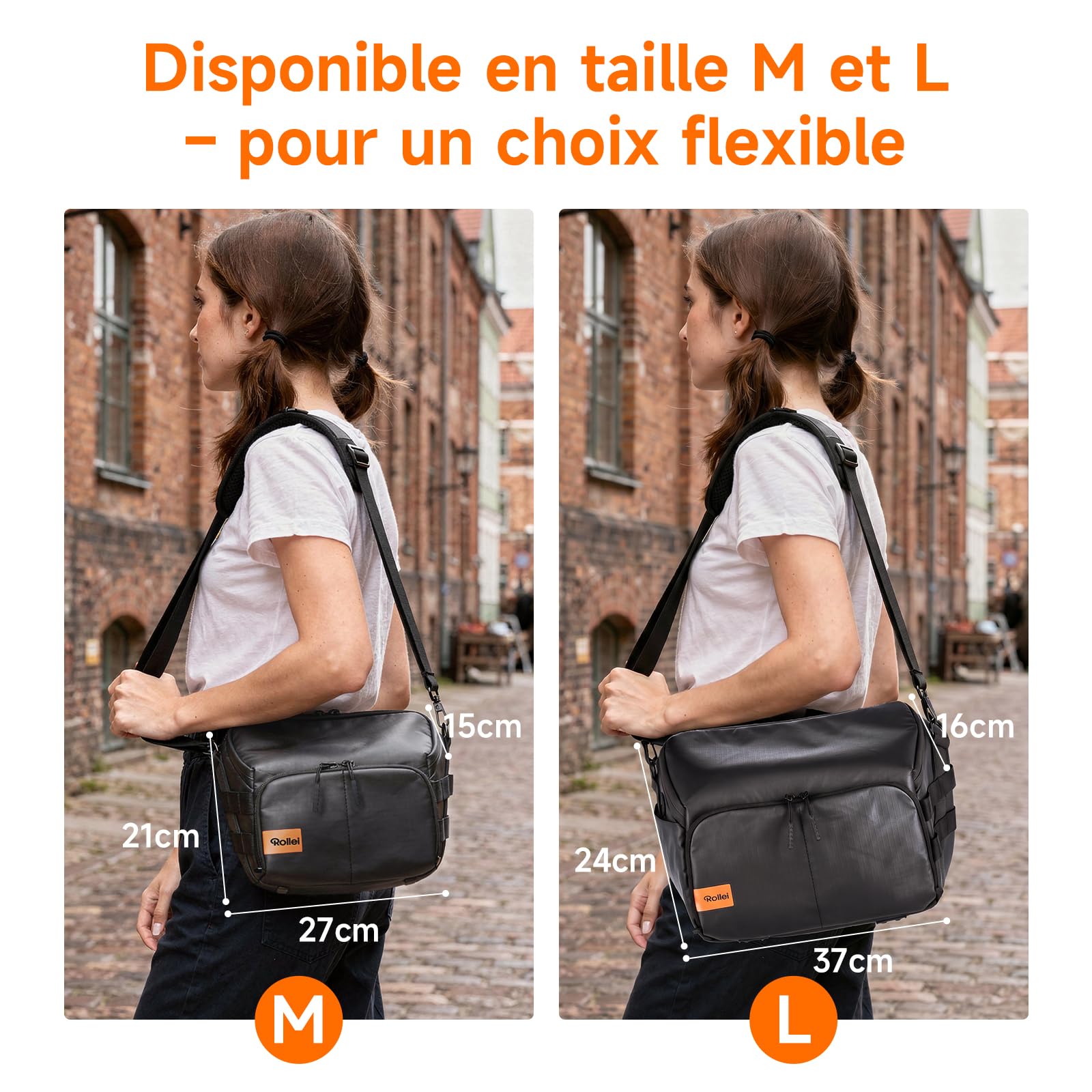 Sac Appareil Photo, Rollei Fotoliner Ocean Bag L Sac à Bandoulière Grand Sacs à Épaule avec Bandoulière Réglable Sacs de Photographe Imperméable pour Appareil Photo Reflex Numérique et Accessoire Noir