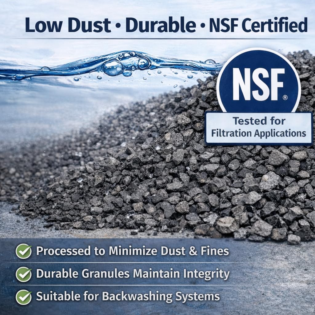 Coconut Shell Activated Carbon 12×40 Mesh – 1 Cubic Feet Total (1 Pack) Bulk Filtration Media for Whole House & Commercial Water Systems