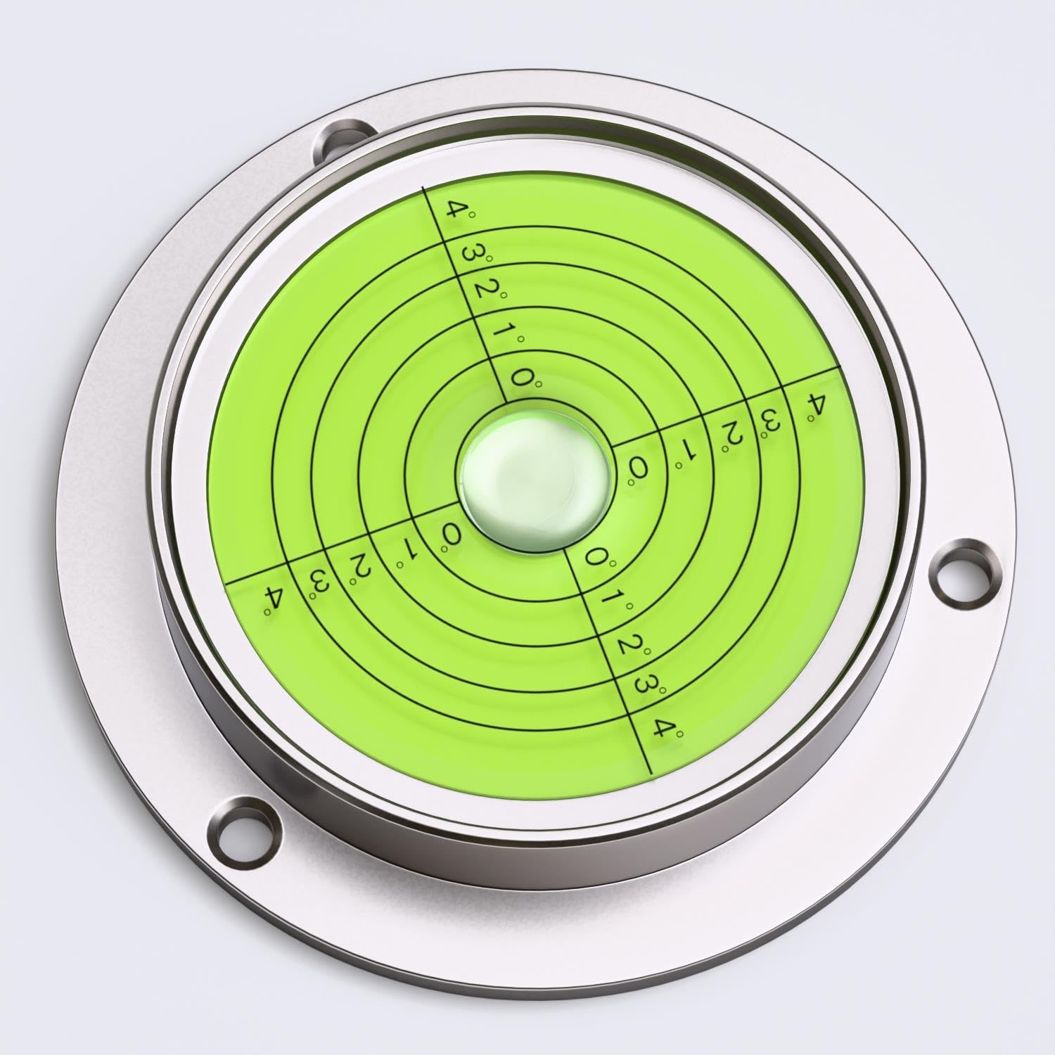 Dosenlibelle 90 mm, geflanschte große Metall-Wasserwaage mit Gradangabe, grün