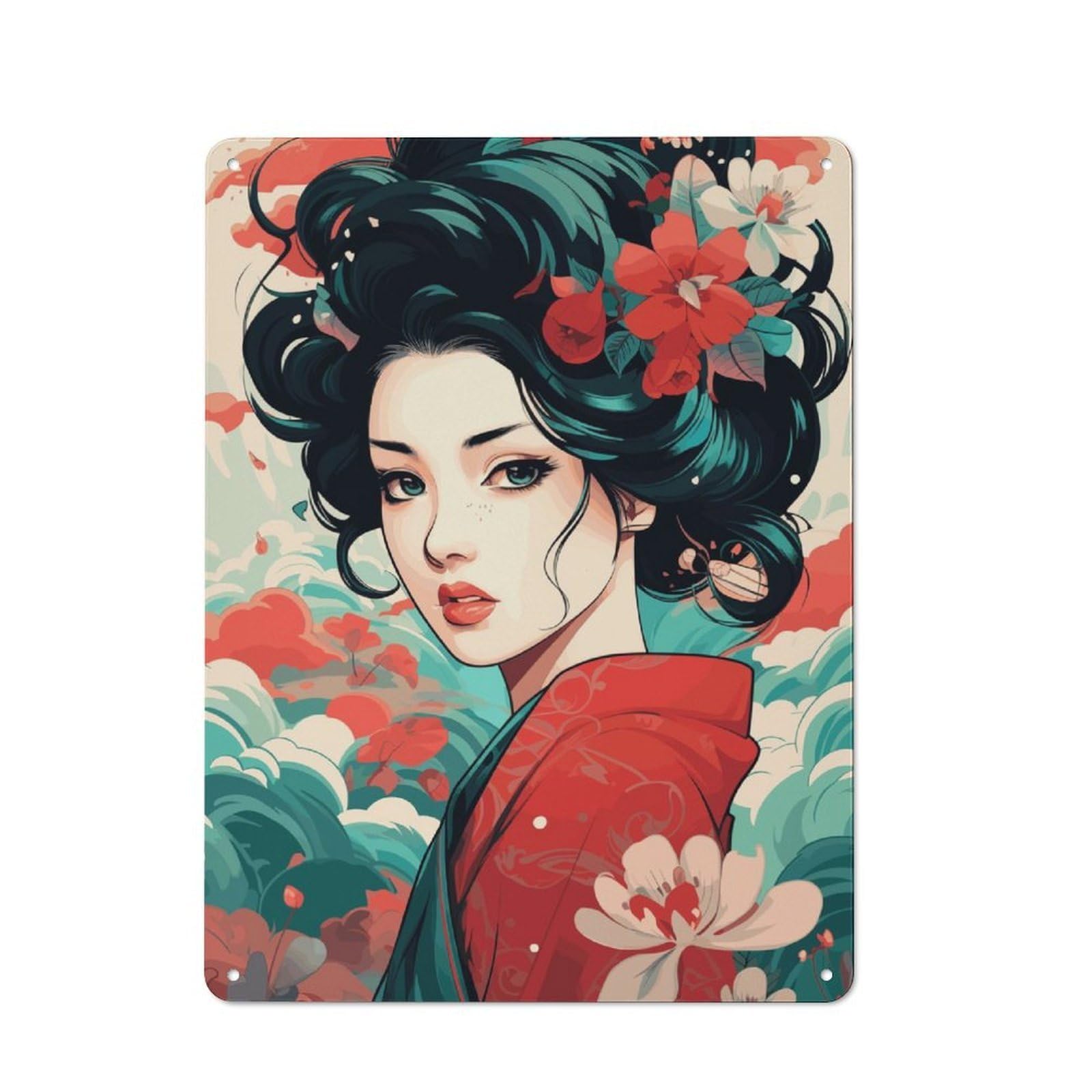 Junmoney Geisha Vintage Printed Metal Sign 40X30cm For Workshop Wall, A Decorative Gift For A Newly Furnished Workshop