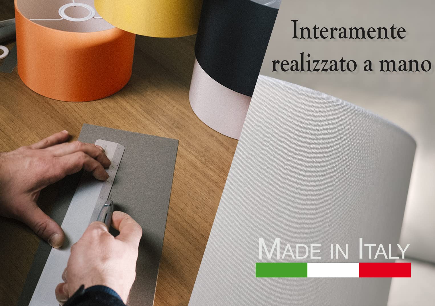Paralume Moderno Elegante prodotto a Mano in Italia con Cotone di qualità | 8 colori | per Lampada da Tavolo, da Terra, ad Arco e a Sospensione | attacco E14 e E27 (Bianco, Diametro 20cm)