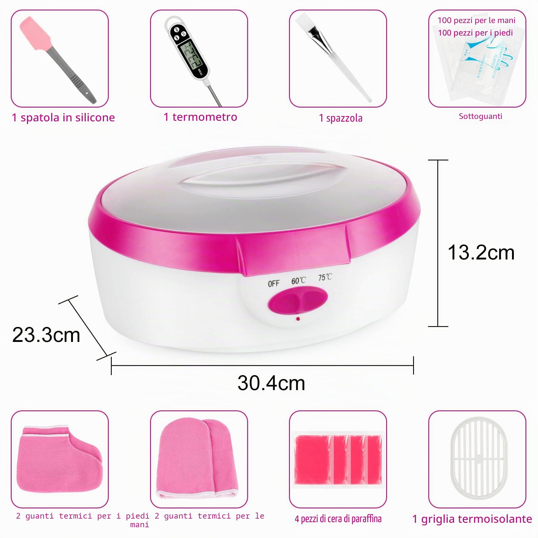 Bagno di Paraffina 265 W per Mani e Piedi, Forever Speed Cera di Paraffina Set Elettrico Paraffin Dispositivo Rosa