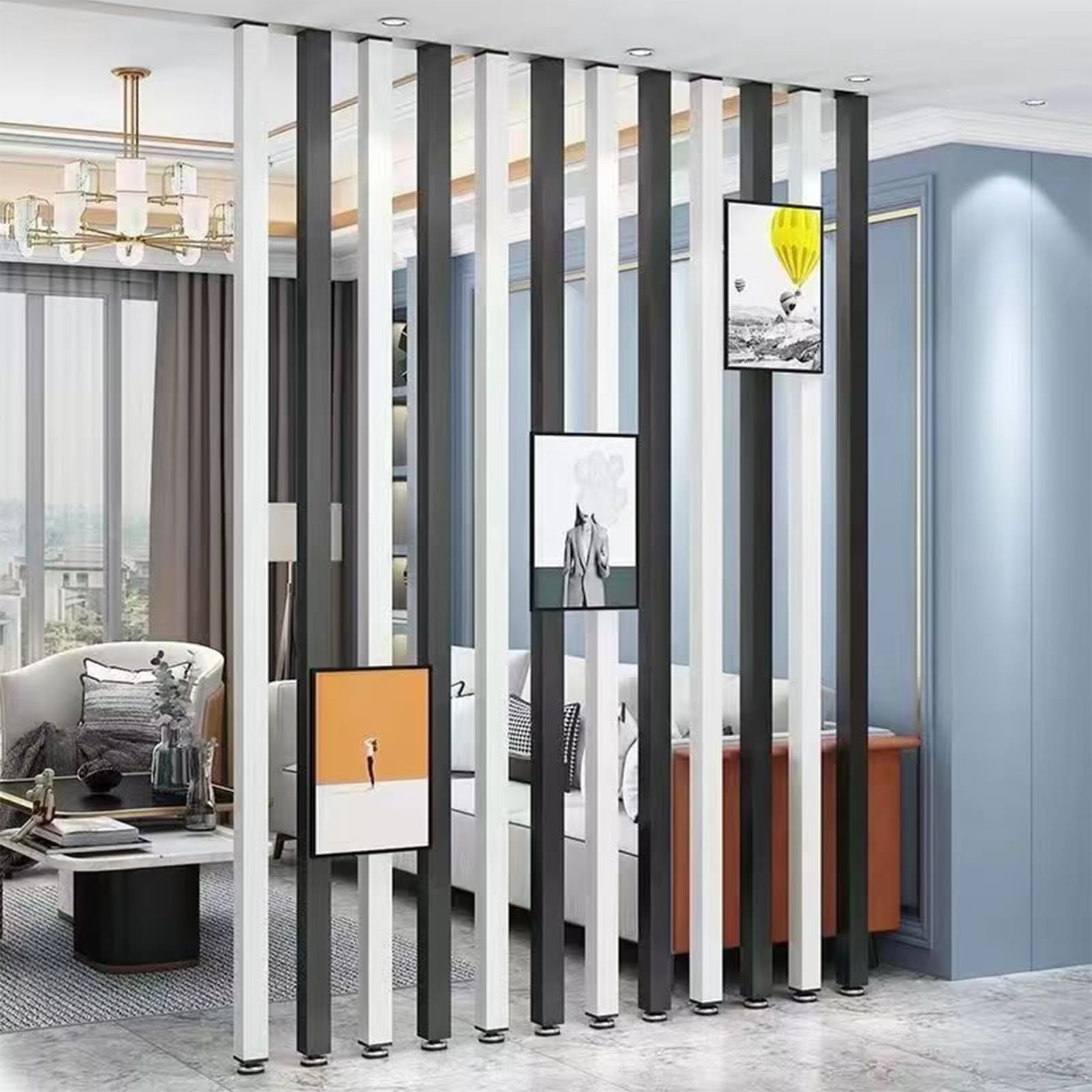 Wyjmowana ścianka wewnętrzna Sn z aluminiowymi kolumnami, przegroda prywatności do oddzielnego panelu siatki (12 korzeni 195 cm / 76.7in/76,7 cala/1,95 m)