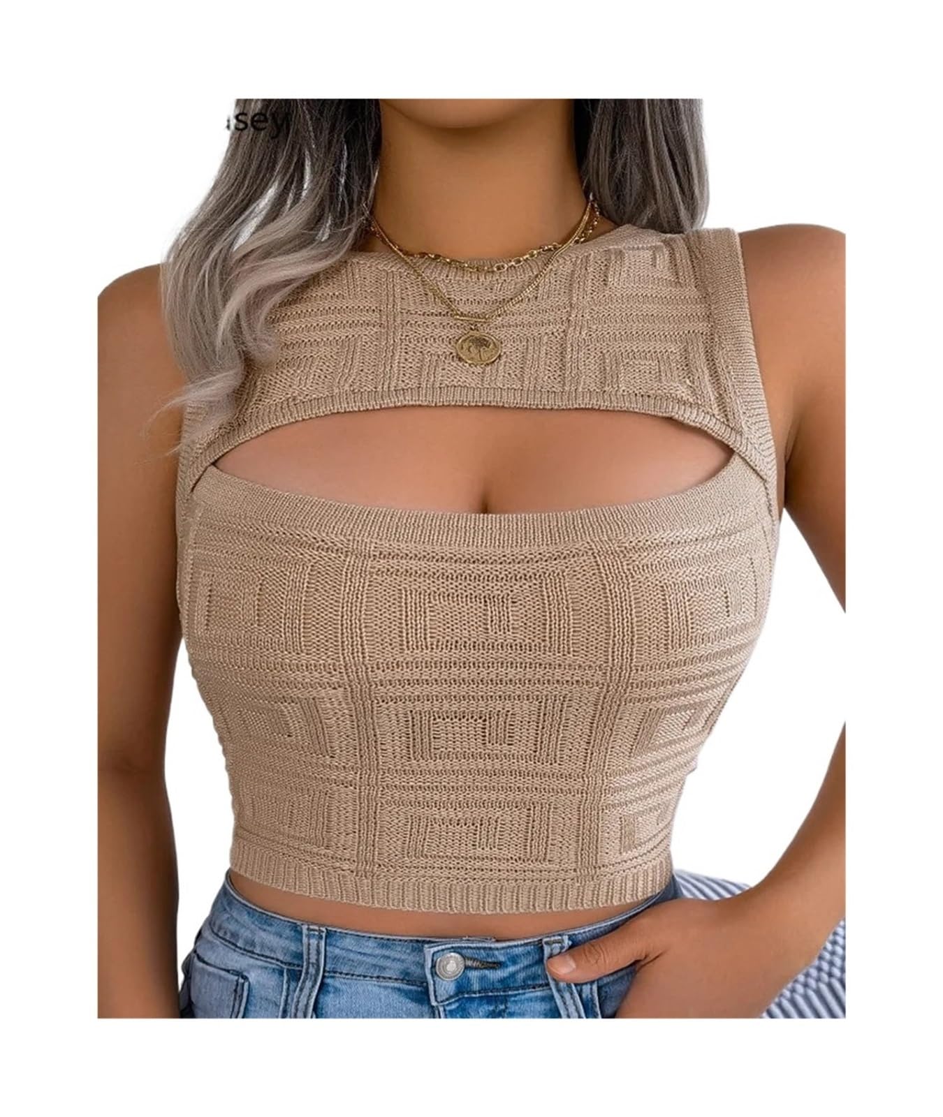 Verano señora Sexy ceñido al Cuerpo Crop Top Mujeres sólido Hueco Tejido Chaleco para Mujer