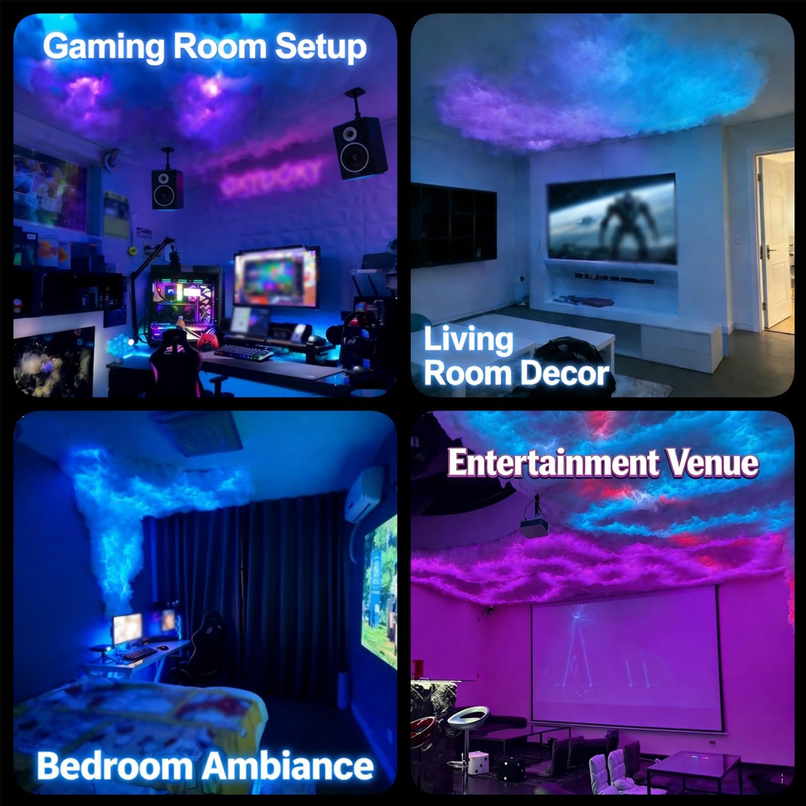 Światło LED 3D Thundercloud, DIY, chmura, nastrojowe światło, kolorowa zmieniająca się atmosfera, synchronizacja z muzyką, lampki nocne LED, do pokoju gier, sypialni, baru, klubu, dekoracja