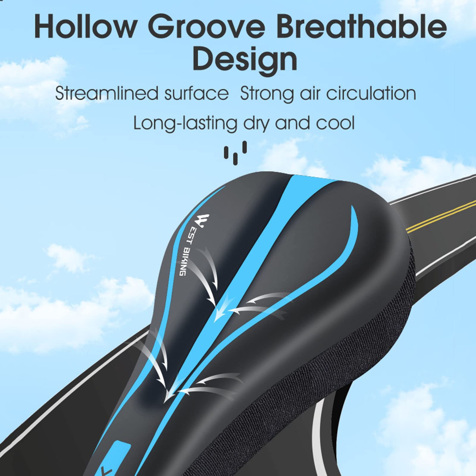 Comodo Sedile per Bici Morbido in Memory Foam e Gel per Uomo Donna Sella per Bici di Ricambio Compatibile con Peloton Electric Indoor Cyclette per Bici da Strada,Blue