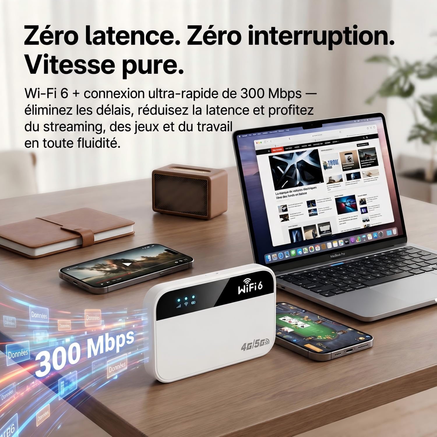 Routeur 5G Portable Modem Déverrouillé 3000mAh Wi-Fi 10 Appareils WPA3 Nano SIM