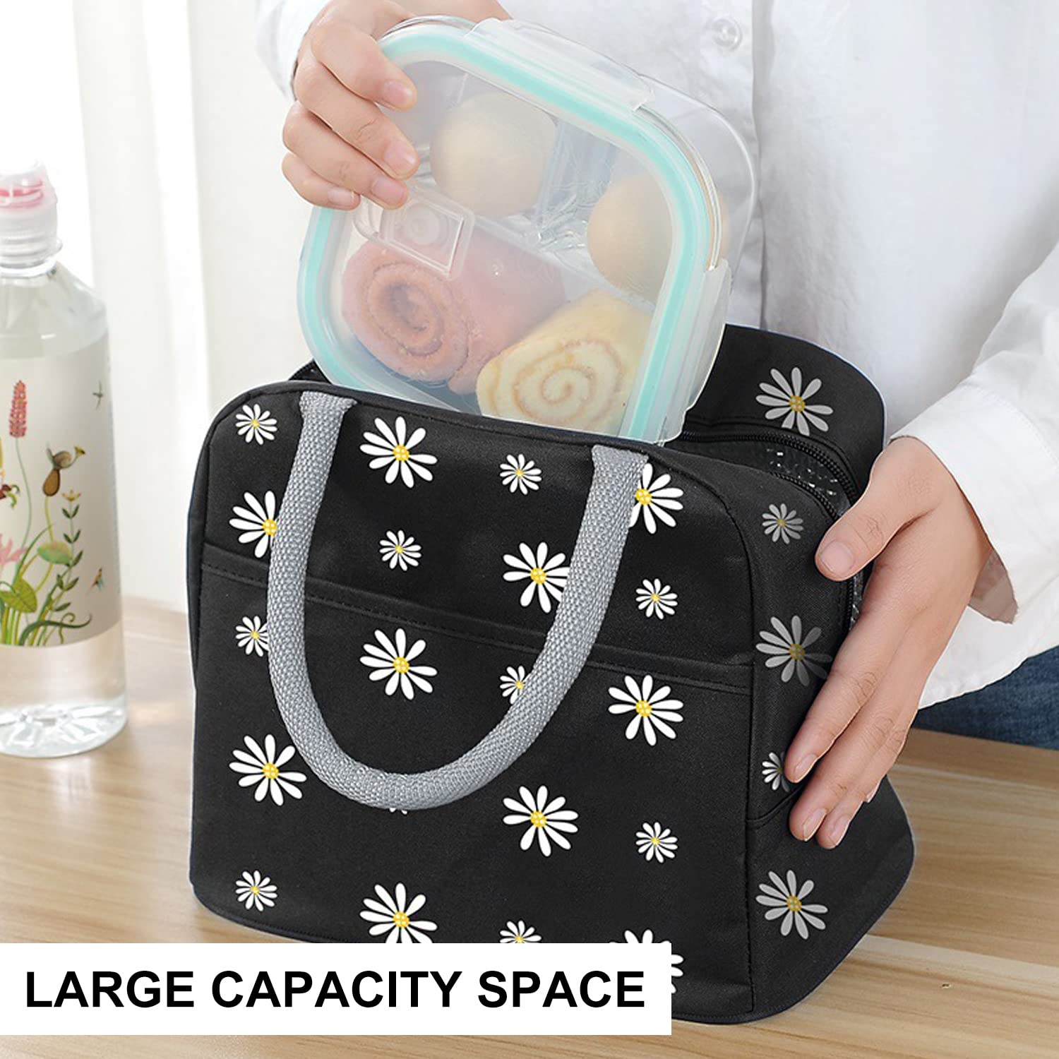 Lunch Bag Sac à Déjeuner Isotherme Réutilisable WUNZILO - 3 Couches, Pliable, Pour Bureau/École Sac Repas Isolation