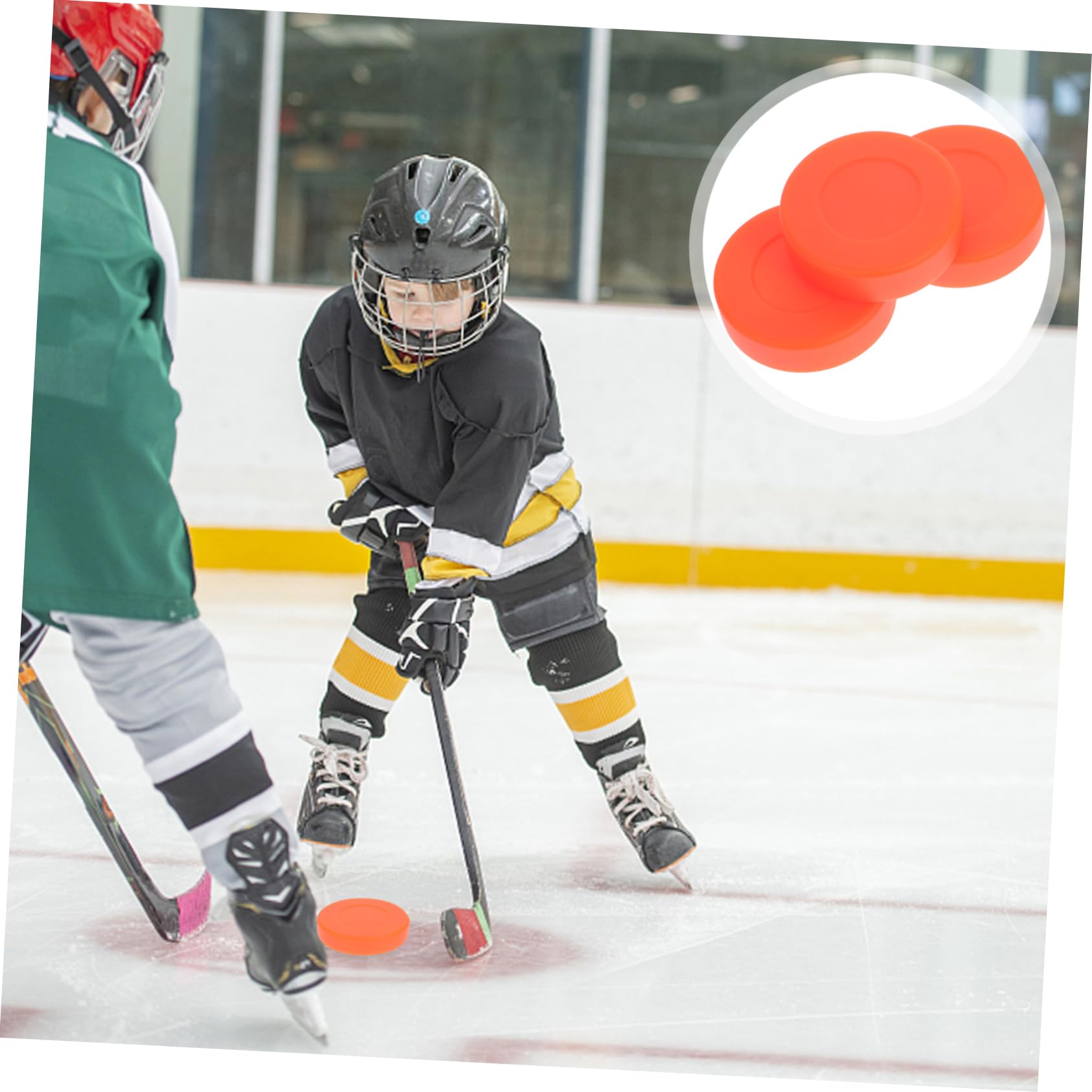 Balles de Hockey D’entraînement Orange en PVC, Lot de 3, Rondes | Glisse à Faible Friction, Usage en Compétition, pour Béton Lisse, Pièce de Rechange