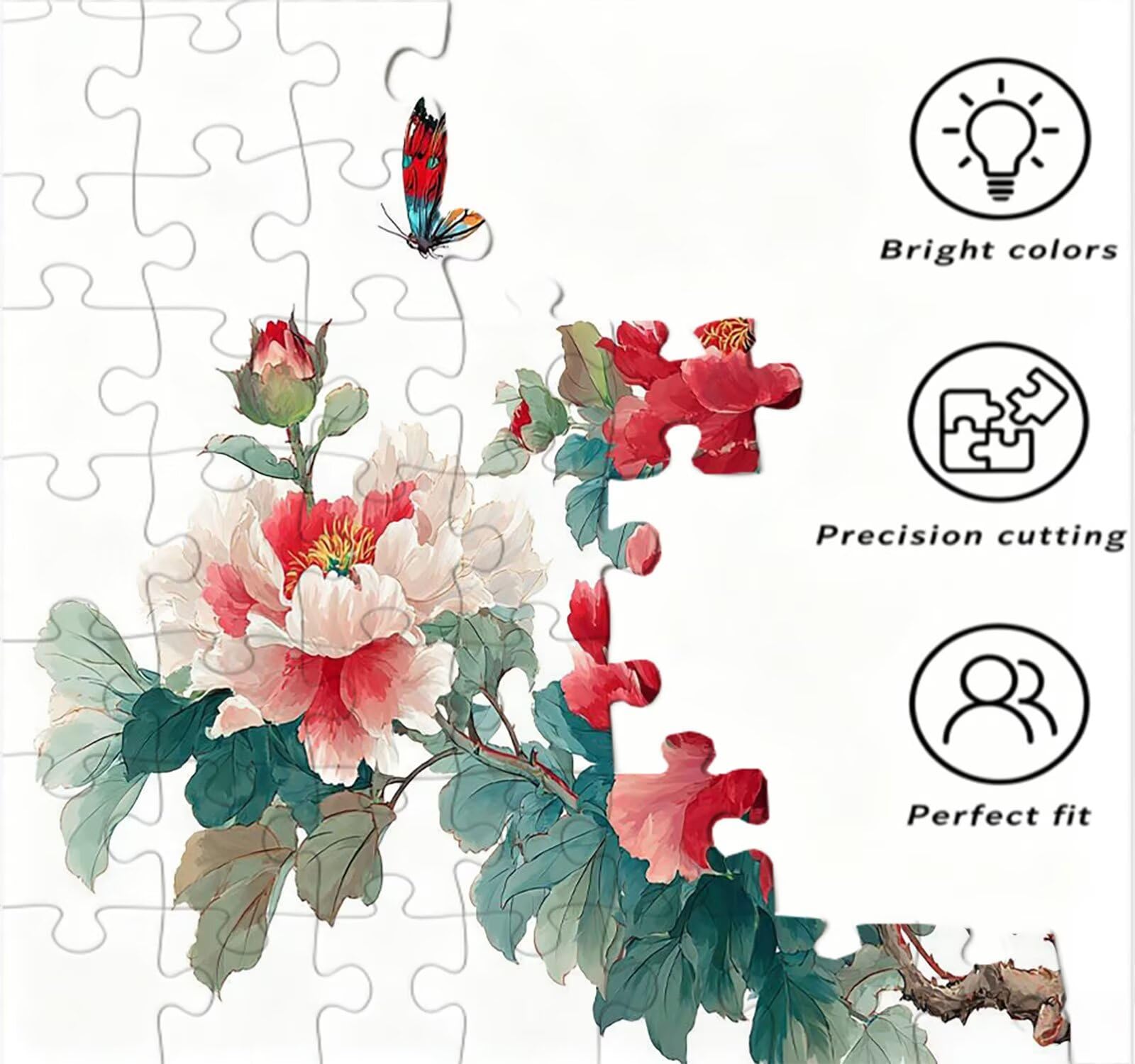 Puzzle dla dorosłych 5000, kwiat piwonii, motyl 5000 elementów, puzzle dla dorosłych, klasyczne gry edukacyjne, gry i zajęcia rodzinne, do dekoracji ścian domu, pomysł na prezent R0KH-628