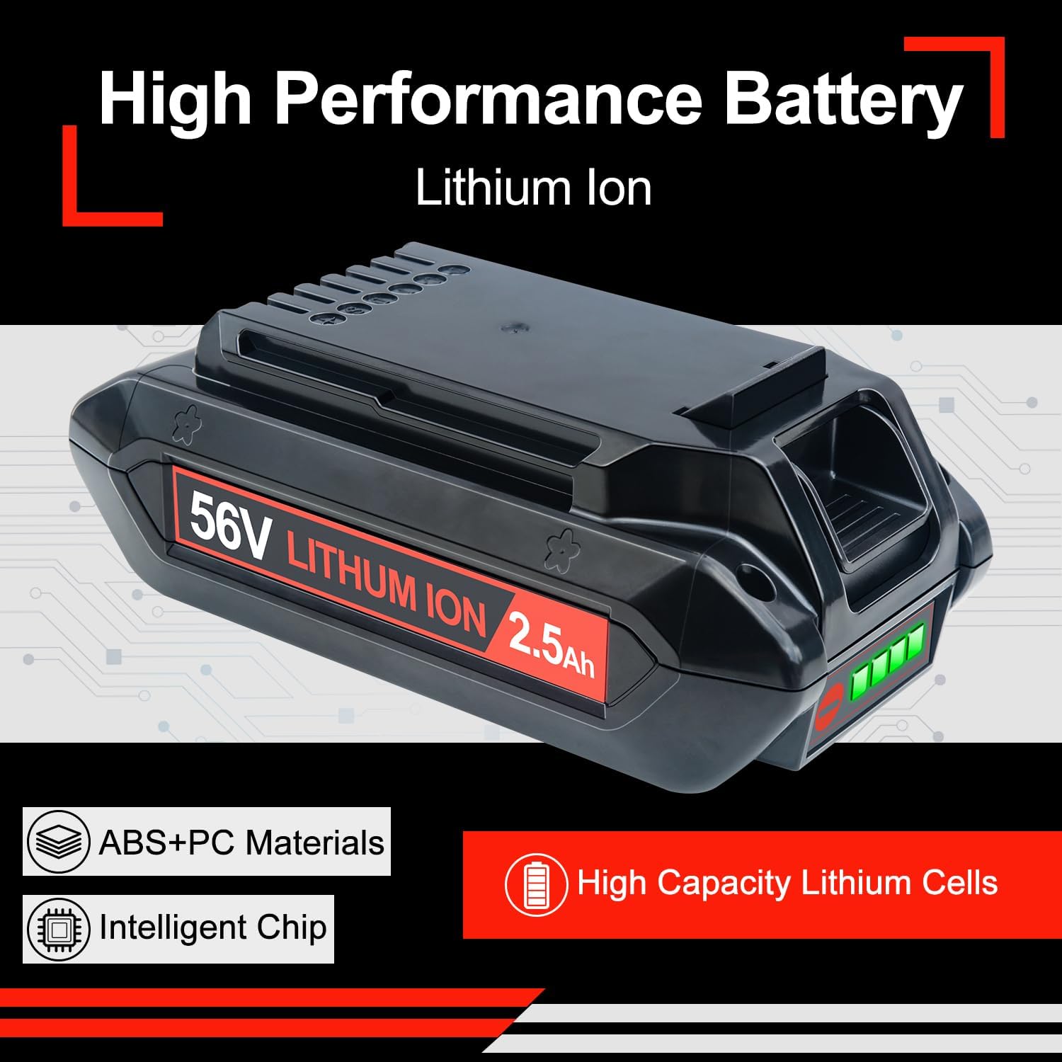 DTK Battery Replacment for Echo Eforce 56V 2.5Ah Lithium Ion Battery 1 Pack