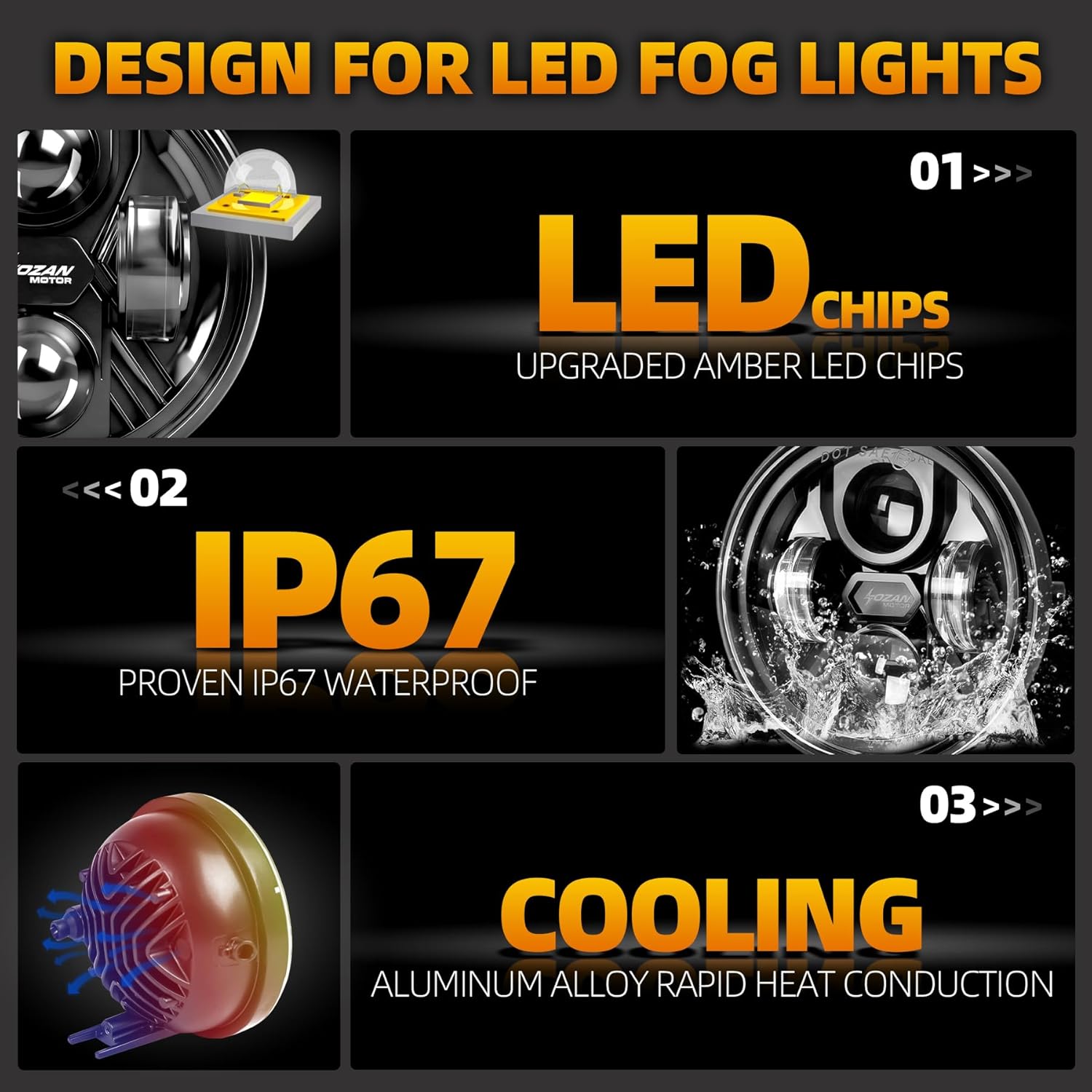 Upgrade Yellow LED Fog Lights for 2005-2011 Toyota Tacoma, 2004-2006 Solara, 2008-2015 Sequoia, 2007-2013 Tundra Accessories, Front Bumper Driving Fog lamp kit Plug and Play Fog Light Assembly