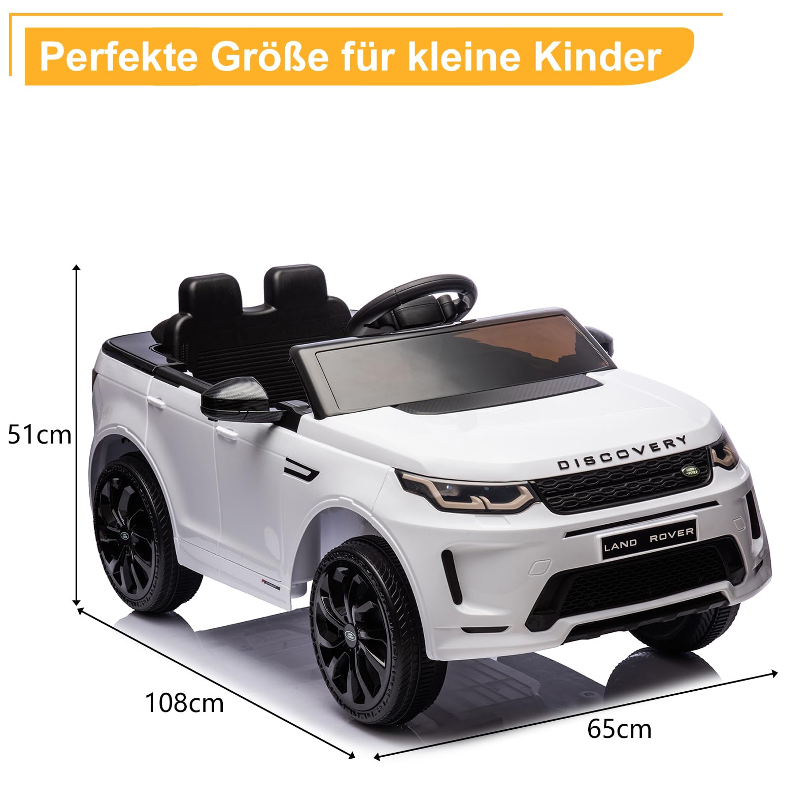 LALAHO Mcchina Elettrica Per Bambini LAND ROVER Discovery Sport 12V con Doppi Motori, 3-5km/h Auto Elettrica per Bambini 3-5 Anni, Sospensioni, MP3, Telecomando (Bianco)