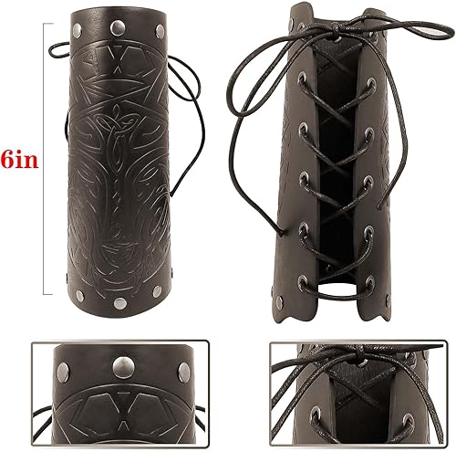 Miniatura 4 de Conjunto de disfraz de caballero medieval con brazaletes de cuero, accesorios retro para Halloween