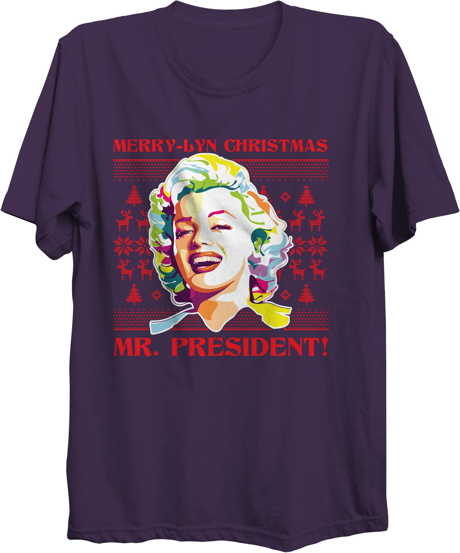 Mr Jeans Unisex Purple Retro Pop Art Marilyn Monroe Christmas T-Shirt Design For Men & Women | Fun, Novelty Design With Dtf Printing | Perfect Adult T-Shirt | Funny Christmas Design - Xxl