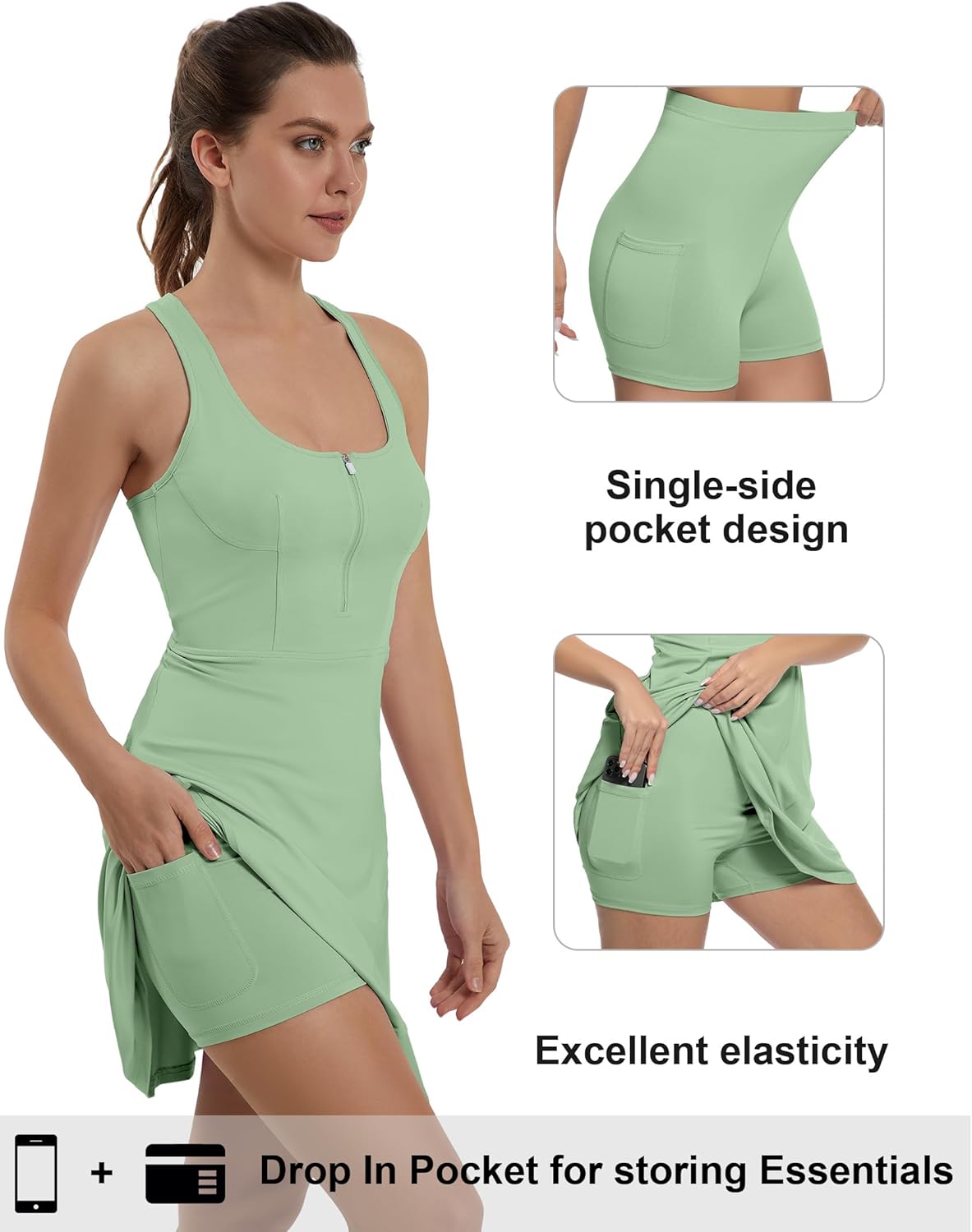 Athletic Dress for Women 2 Piece Tennis with Shorts and Pockets Racerback Sleeveless Workout Golf Exercise Dresses
