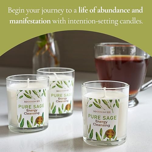 Miniatura 2 de Magnificent 101 Pure Sage Mmudge Candles - Juego de 3 velas para limpieza de energía doméstica, aromaterapia, meditación y desterramiento de energía