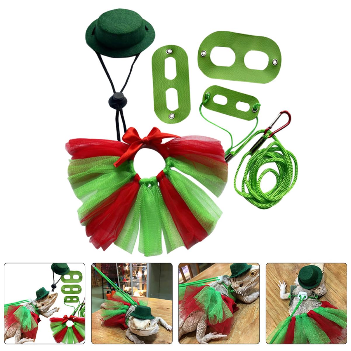 BESPORTBLE 5sets Guinzaglio Rettili Guinzaglio Per Barbuto e Lucertole Design Natalizio Gonna Facile Indossare e Portare