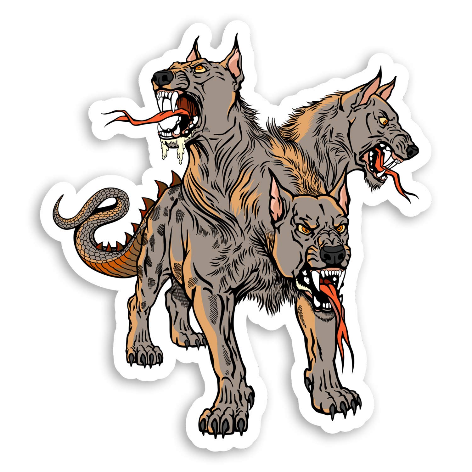 Destination Vinyl Ltd Multi 2 X 10Cm Cerberus Hellhound Vinyl Stickers Hounds Greek Mythology Sticker #29004