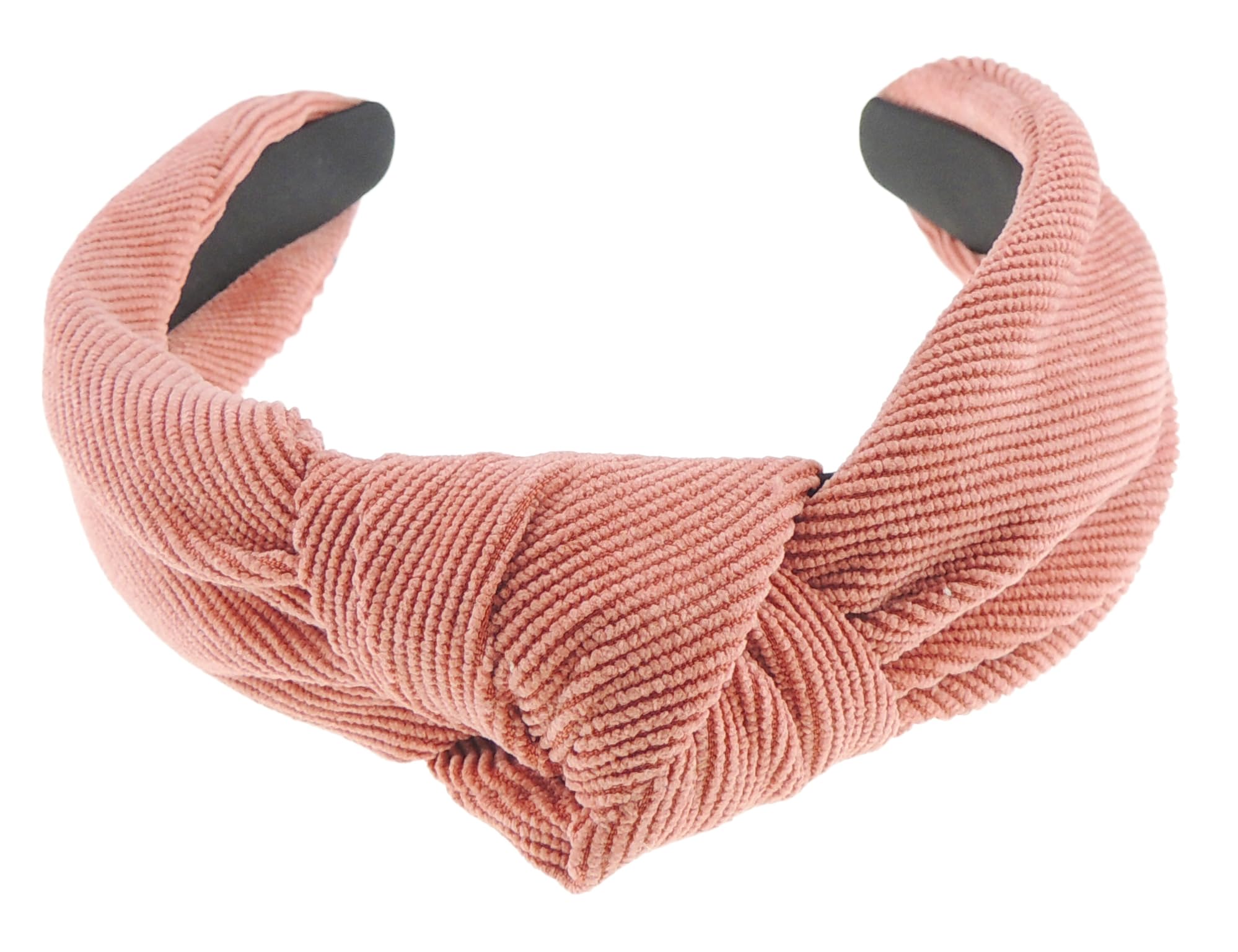 Cerchietto Per Capelli In Velluto A Coste Morbido - Colore Corallo - Largo 6 Cm - Fascia Alice Per Matrimoni E Feste - 2