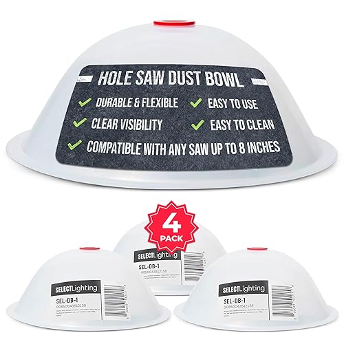 Select 4 Pack Lighting Hole Saw Dust Bowl, Flexible Plastic