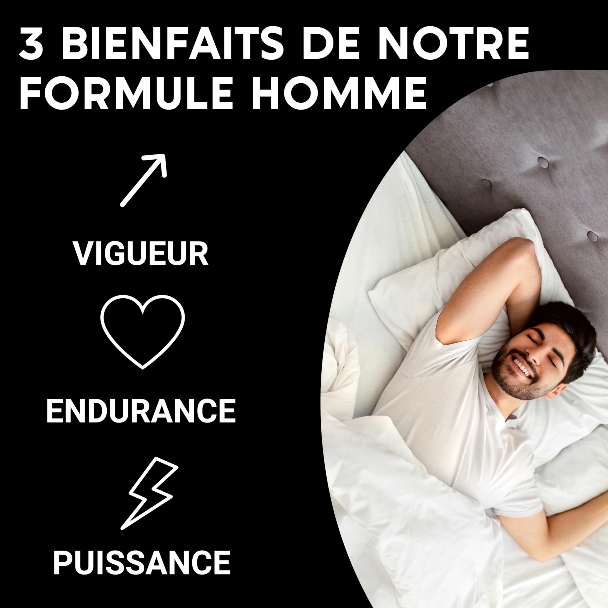 FORMULE HOMME | Vigueur, Puissance, Endurance | Complexe de Plantes : Maca, Tribulus Terrestris, Ginseng, Ginkgo Biloba, Zinc | 60 Gélules | Fabriqué en France | Complement alimentaire
