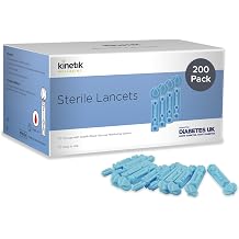 Kinetik Wellbeing Sterile Lancets Pack of 200 - Blood Glucose Testing Kit Lancets for Diabetes Management, Diabetic Finger Prickers - Blood Lancing Device, Type 1 & 2 Diabetics Accessories