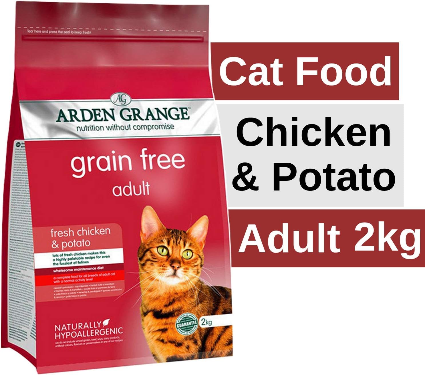 PetSutra Arden Grange Cat Food Adult Complete Food All Breeds (Adult Chicken and Potato, 2 kg)