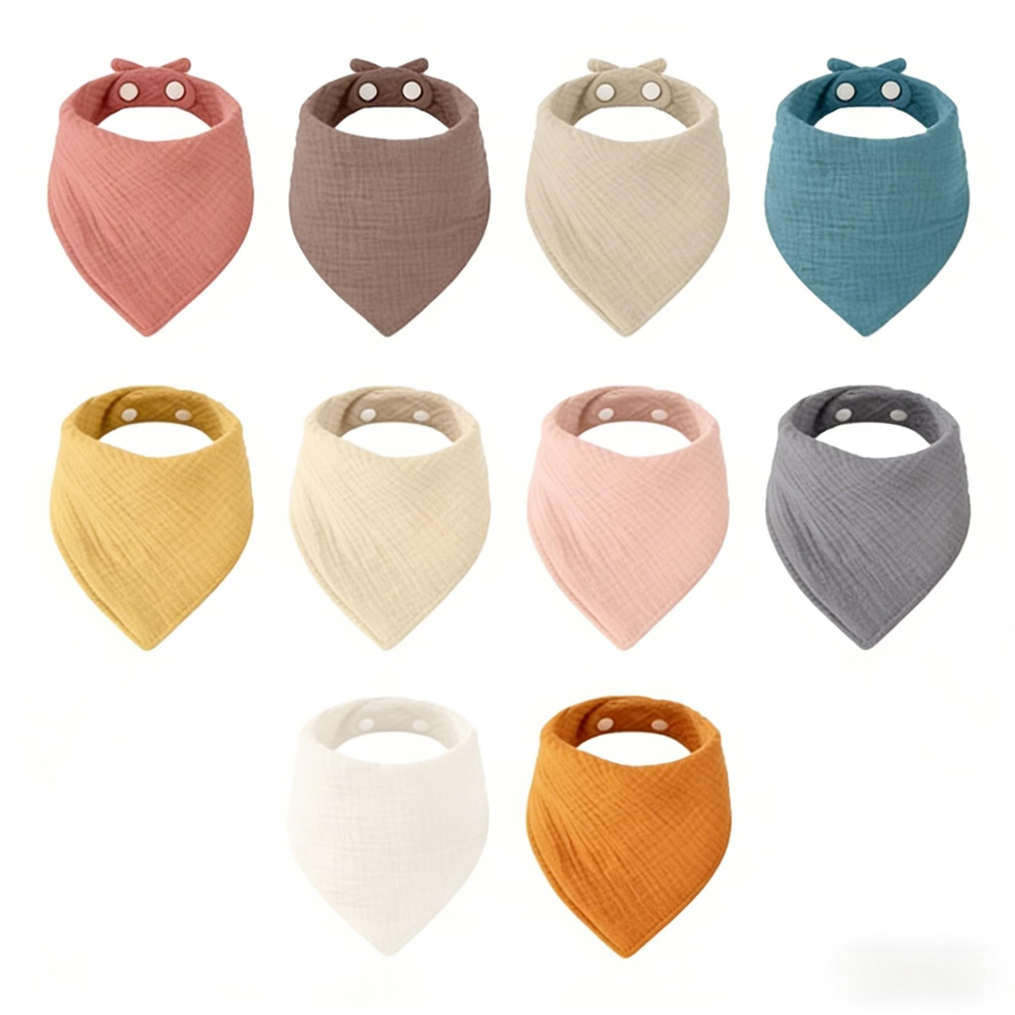 Qwrqwr Muslin Baby Dribble Bibs Weaning Bandana Bib for Newborn Infant Teething Drool Control with Adjustable Snap Closure Soft Ultra-Absorbent Organic Cotton