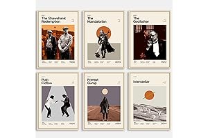 DECORRECOR Vintage Movie Posters Wall Art Set of 6
