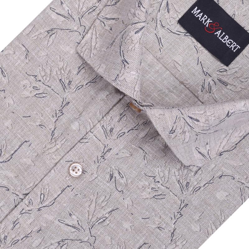 Image of Mark & Albert Men's Half Sleeve Cotton Linen Shirt Blue